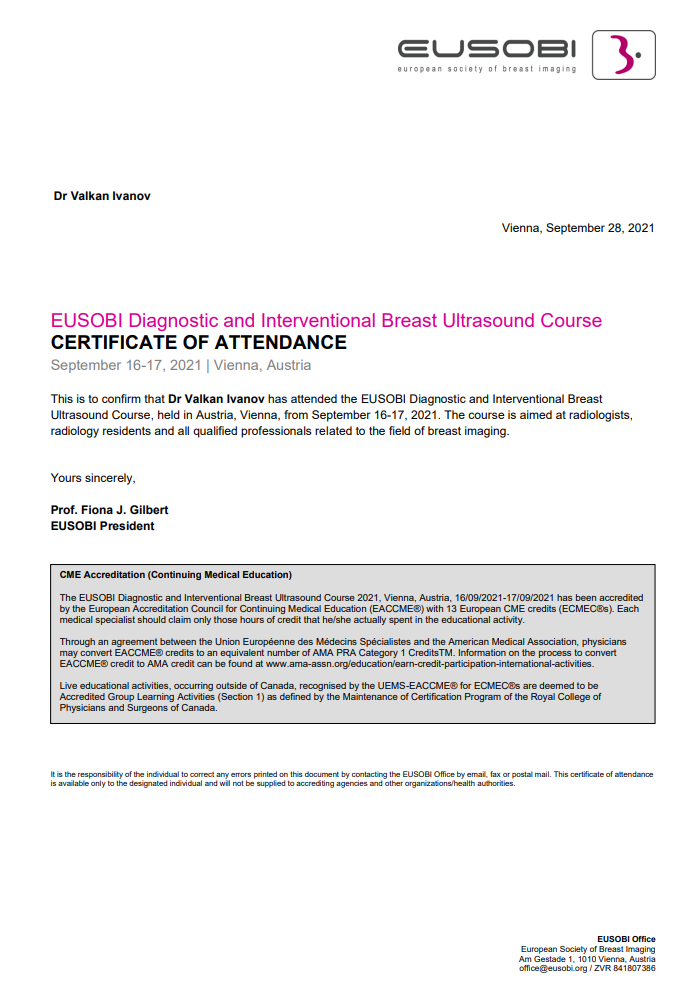 September 16-17, 2021 | Vienna, Austria EUSOBI Diagnostic and Interventional Breast Ultrasound Course